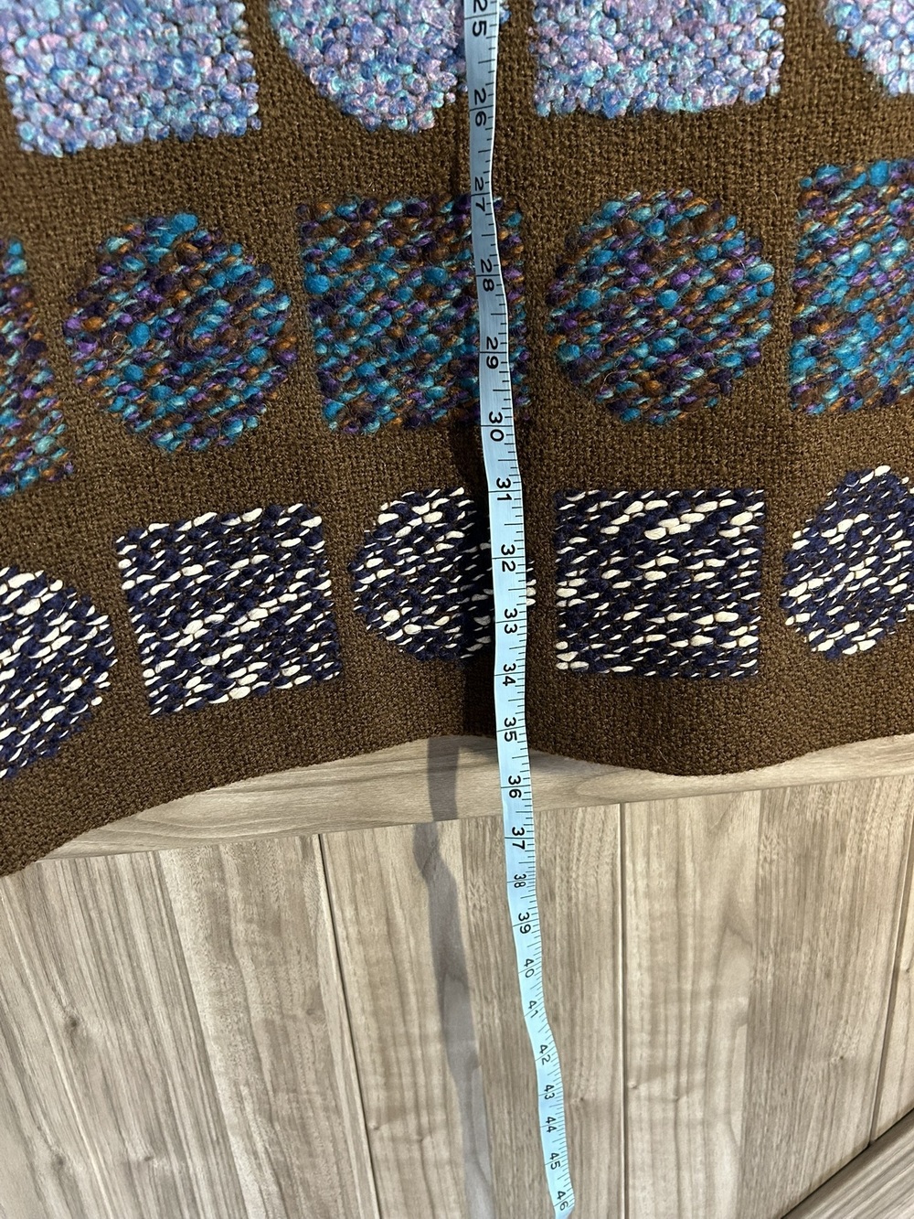 Vintage Artisanal Woven Geometric A-Line Skirt Heavy Knit Long 34" Waist - Picture 5 of 9